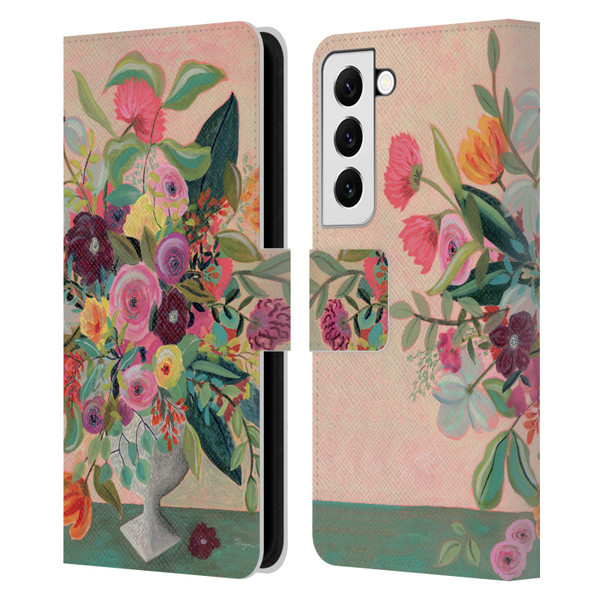 Suzanne Allard Floral Art Floral Centerpiece Leather Book Wallet Case Cover For Samsung Galaxy S22 5G