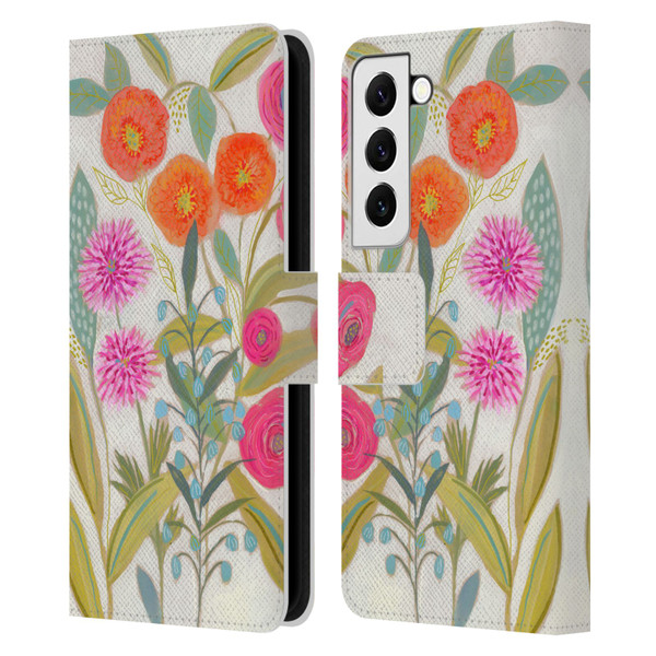 Suzanne Allard Floral Art Joyful Garden Plants Leather Book Wallet Case Cover For Samsung Galaxy S22 5G