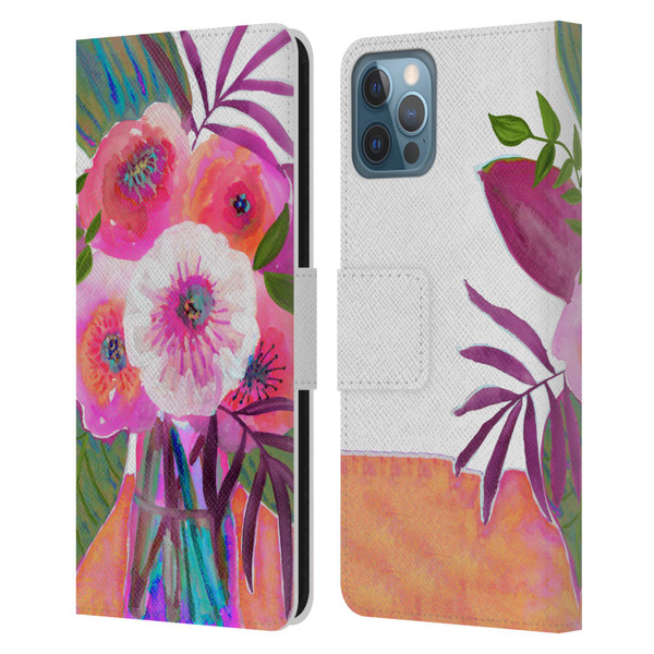 Suzanne Allard Floral Graphics Sunrise Bouquet Purples Leather Book Wallet Case Cover For Apple iPhone 12 / iPhone 12 Pro