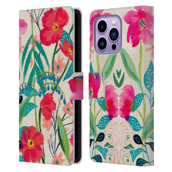 Suzanne Allard Floral Graphics Garden Party Leather Book Wallet Case Cover For Apple iPhone 14 Pro Max