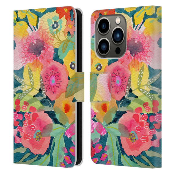 Suzanne Allard Floral Graphics Delightful Leather Book Wallet Case Cover For Apple iPhone 14 Pro