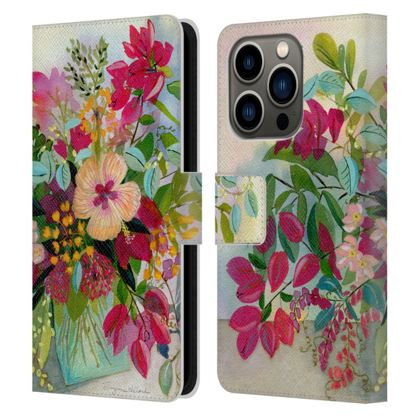 Suzanne Allard Floral Graphics Flamands Leather Book Wallet Case Cover For Apple iPhone 14 Pro