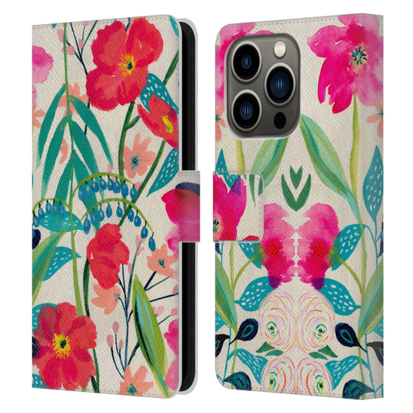 Suzanne Allard Floral Graphics Garden Party Leather Book Wallet Case Cover For Apple iPhone 14 Pro
