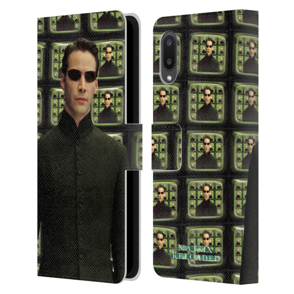 The Matrix Reloaded Key Art Neo 2 Leather Book Wallet Case Cover For Samsung Galaxy A02/M02 (2021)