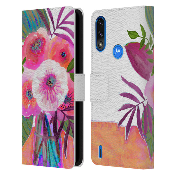 Suzanne Allard Floral Graphics Sunrise Bouquet Purples Leather Book Wallet Case Cover For Motorola Moto E7 Power / Moto E7i Power