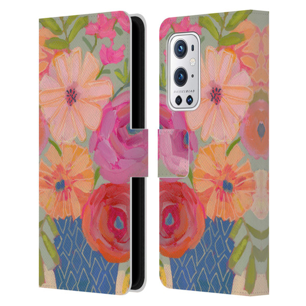 Suzanne Allard Floral Graphics Blue Diamond Leather Book Wallet Case Cover For OnePlus 9 Pro