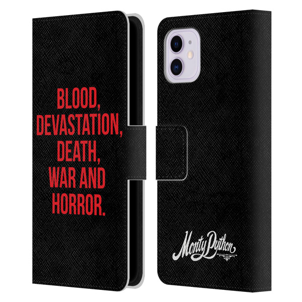 Monty Python Key Art Blood Devastation Death War And Horror Leather Book Wallet Case Cover For Apple iPhone 11