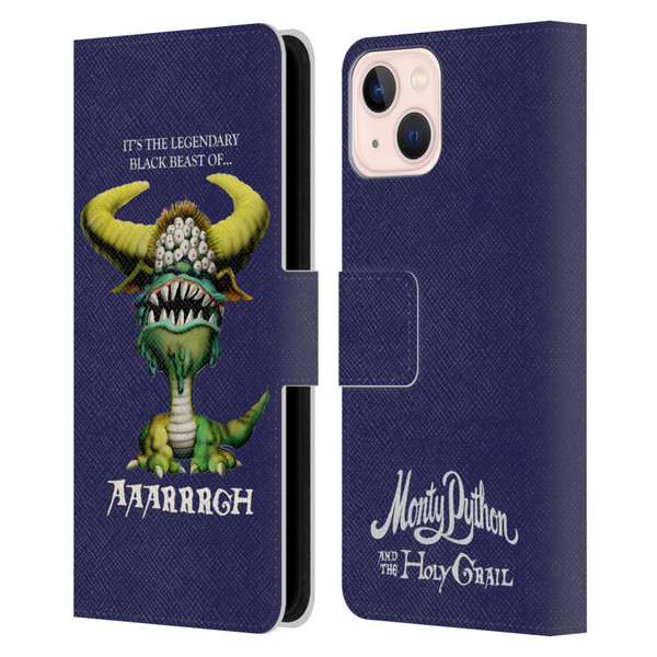 Monty Python Key Art Black Beast Of Aaarrrgh Leather Book Wallet Case Cover For Apple iPhone 13
