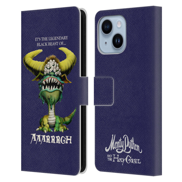 Monty Python Key Art Black Beast Of Aaarrrgh Leather Book Wallet Case Cover For Apple iPhone 14 Plus