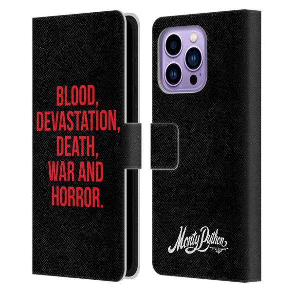 Monty Python Key Art Blood Devastation Death War And Horror Leather Book Wallet Case Cover For Apple iPhone 14 Pro Max