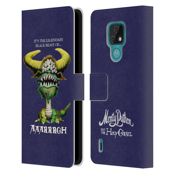 Monty Python Key Art Black Beast Of Aaarrrgh Leather Book Wallet Case Cover For Motorola Moto E7
