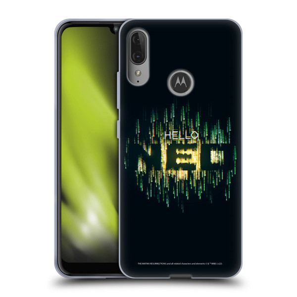 The Matrix Resurrections Key Art Hello Neo Soft Gel Case for Motorola Moto E6 Plus