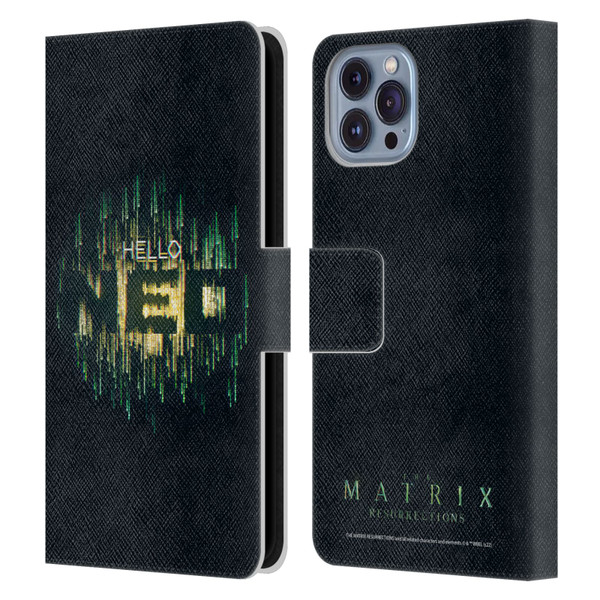 The Matrix Resurrections Key Art Hello Neo Leather Book Wallet Case Cover For Apple iPhone 14