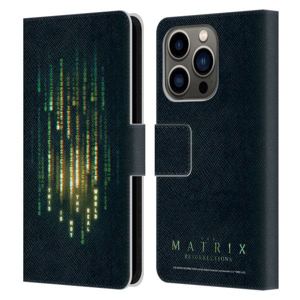 The Matrix Resurrections Key Art This Is Not The Real World Leather Book Wallet Case Cover For Apple iPhone 14 Pro
