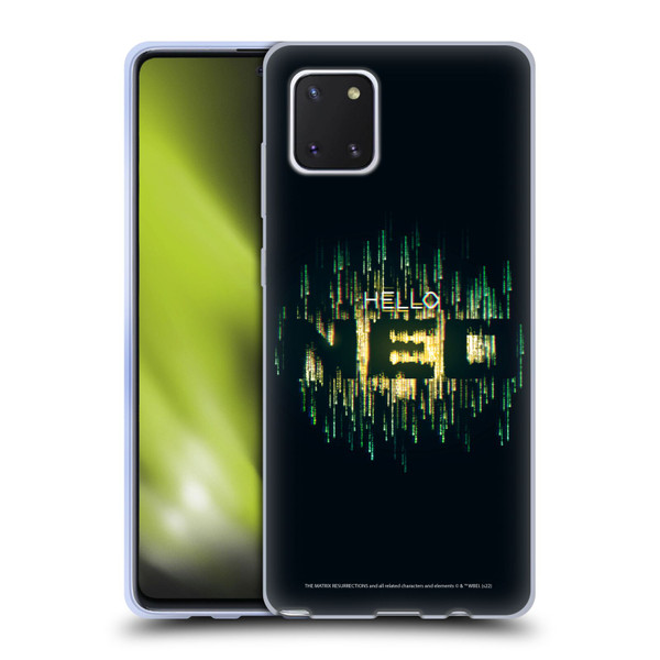 The Matrix Resurrections Key Art Hello Neo Soft Gel Case for Samsung Galaxy Note10 Lite