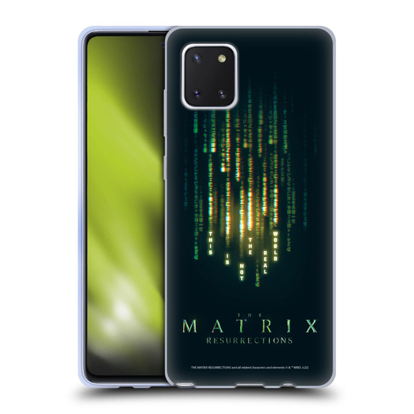 The Matrix Resurrections Key Art This Is Not The Real World Soft Gel Case for Samsung Galaxy Note10 Lite
