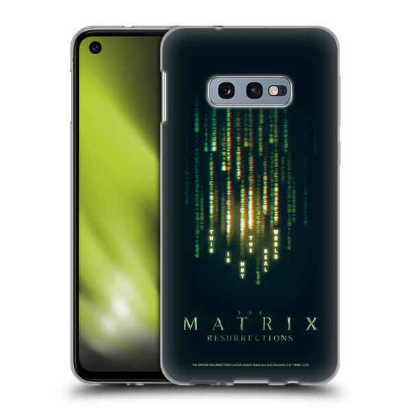 The Matrix Resurrections Key Art This Is Not The Real World Soft Gel Case for Samsung Galaxy S10e