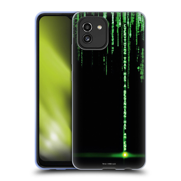 The Matrix Revolutions Key Art Everything That Has Beginning Soft Gel Case for Samsung Galaxy A03 (2021)