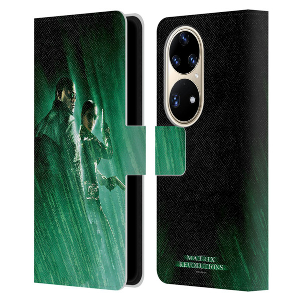 The Matrix Revolutions Key Art Morpheus Trinity Leather Book Wallet Case Cover For Huawei P50 Pro