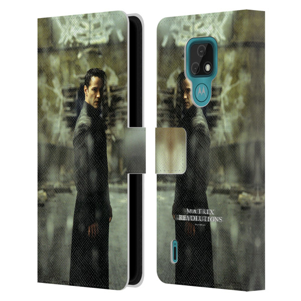 The Matrix Revolutions Key Art Neo 2 Leather Book Wallet Case Cover For Motorola Moto E7
