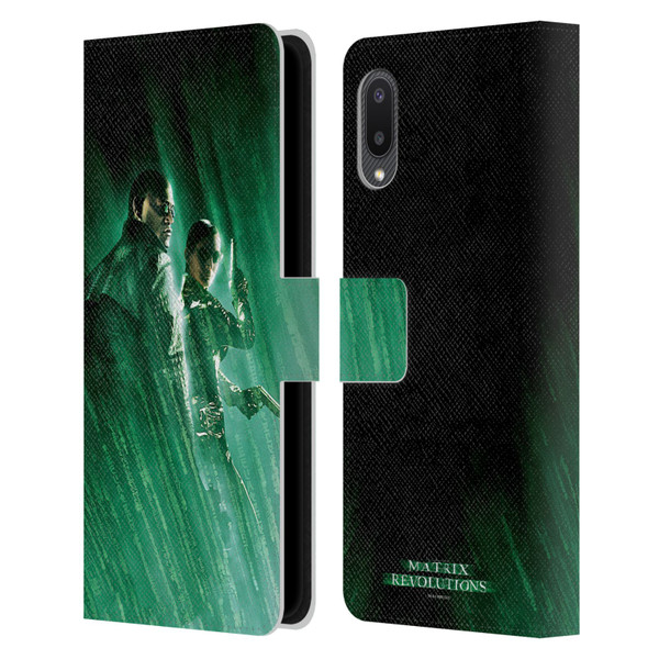 The Matrix Revolutions Key Art Morpheus Trinity Leather Book Wallet Case Cover For Samsung Galaxy A02/M02 (2021)