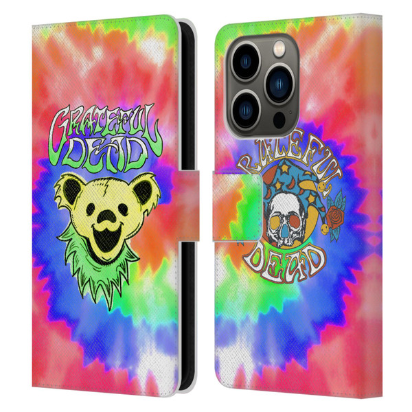 Grateful Dead Trends Bear Tie Dye Leather Book Wallet Case Cover For Apple iPhone 14 Pro
