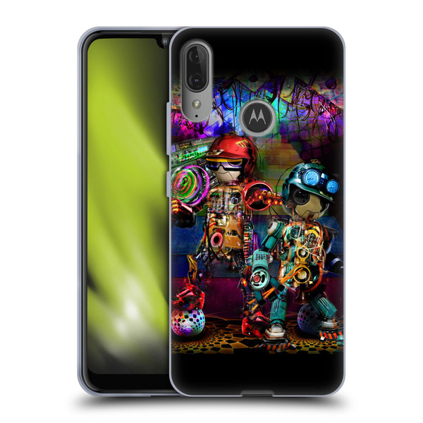 Jumbie Art Visionary Boombox Robots Soft Gel Case for Motorola Moto E6 Plus