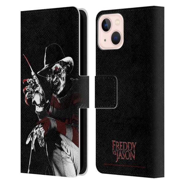 Freddy VS. Jason Graphics Freddy Leather Book Wallet Case Cover For Apple iPhone 13