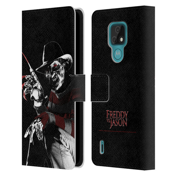 Freddy VS. Jason Graphics Freddy Leather Book Wallet Case Cover For Motorola Moto E7