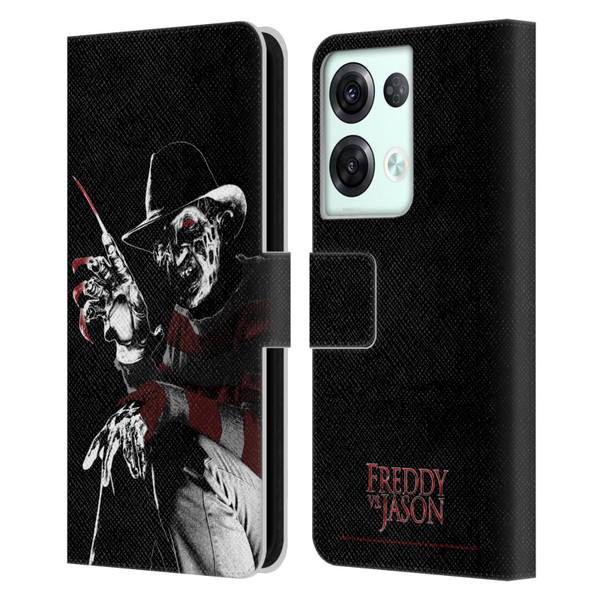 Freddy VS. Jason Graphics Freddy Leather Book Wallet Case Cover For OPPO Reno8 Pro