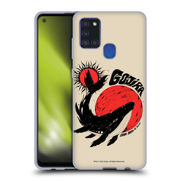 Gojira Graphics Whale Sun Moon Soft Gel Case for Samsung Galaxy A21s (2020)
