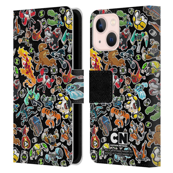 Ben 10: Animated Series Graphics Alien Pattern Leather Book Wallet Case Cover For Apple iPhone 13 Mini