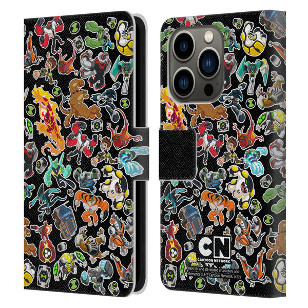 Ben 10: Animated Series Graphics Alien Pattern Leather Book Wallet Case Cover For Apple iPhone 14 Pro
