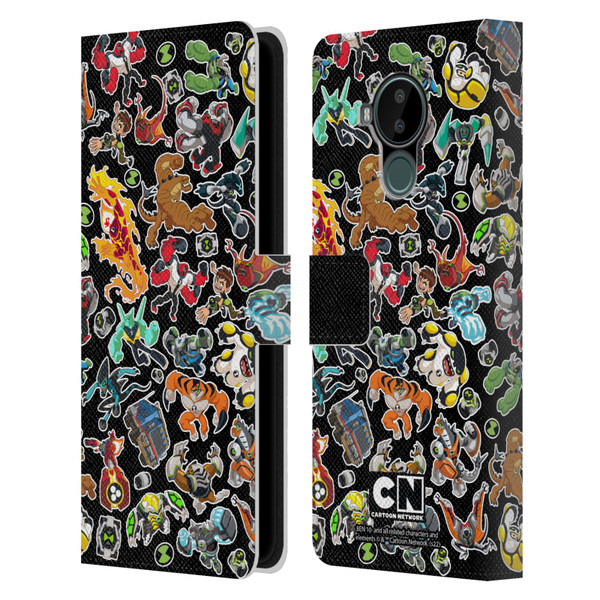 Ben 10: Animated Series Graphics Alien Pattern Leather Book Wallet Case Cover For Nokia C30