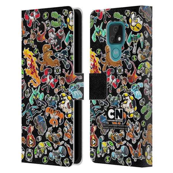 Ben 10: Animated Series Graphics Alien Pattern Leather Book Wallet Case Cover For Motorola Moto E7