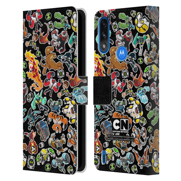Ben 10: Animated Series Graphics Alien Pattern Leather Book Wallet Case Cover For Motorola Moto E7 Power / Moto E7i Power