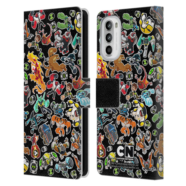 Ben 10: Animated Series Graphics Alien Pattern Leather Book Wallet Case Cover For Motorola Moto G52