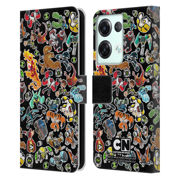 Ben 10: Animated Series Graphics Alien Pattern Leather Book Wallet Case Cover For OPPO Reno8 Pro