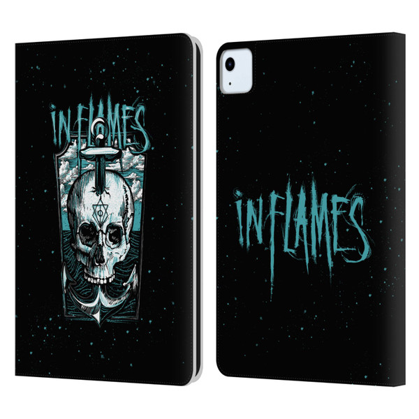 In Flames Metal Grunge Anchor Skull Leather Book Wallet Case Cover For Apple iPad Air 2020 / 2022
