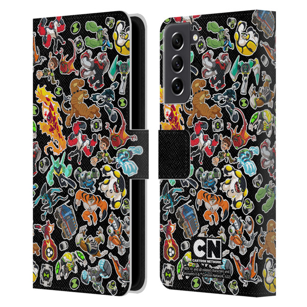 Ben 10: Animated Series Graphics Alien Pattern Leather Book Wallet Case Cover For Samsung Galaxy S21 FE 5G