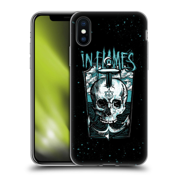 In Flames Metal Grunge Anchor Skull Soft Gel Case for Apple iPhone X / iPhone XS