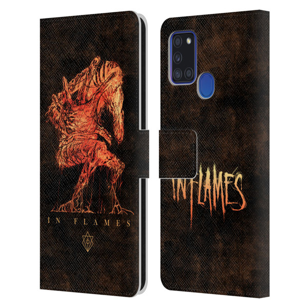 In Flames Metal Grunge Creature Leather Book Wallet Case Cover For Samsung Galaxy A21s (2020)