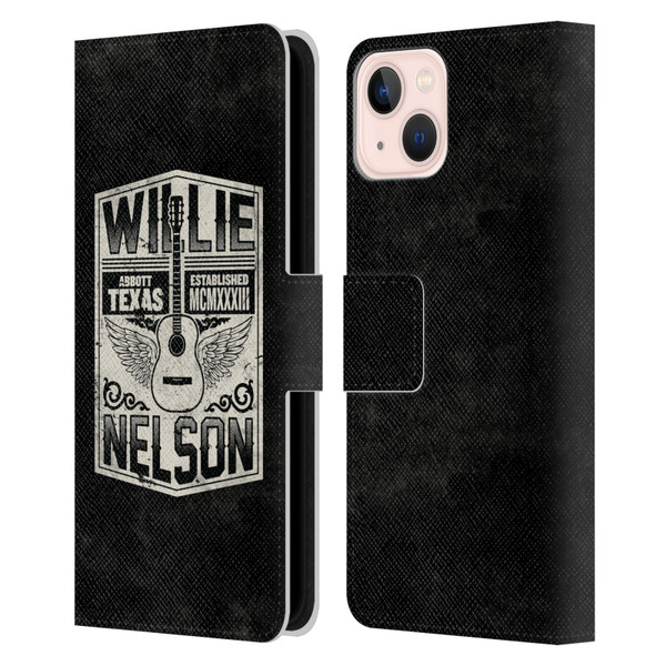 Willie Nelson Grunge Flying Guitar Leather Book Wallet Case Cover For Apple iPhone 13