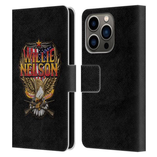 Willie Nelson Grunge Eagle Leather Book Wallet Case Cover For Apple iPhone 14 Pro
