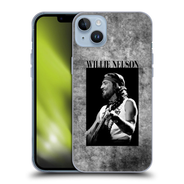 Willie Nelson Grunge Black And White Soft Gel Case for Apple iPhone 14 Plus