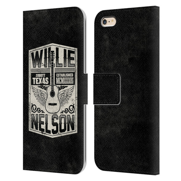 Willie Nelson Grunge Flying Guitar Leather Book Wallet Case Cover For Apple iPhone 6 Plus / iPhone 6s Plus