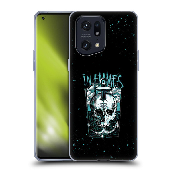 In Flames Metal Grunge Anchor Skull Soft Gel Case for OPPO Find X5 Pro