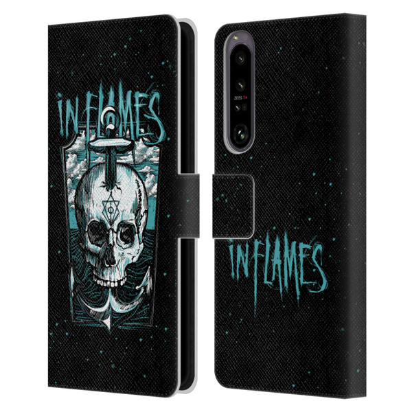 In Flames Metal Grunge Anchor Skull Leather Book Wallet Case Cover For Sony Xperia 1 IV