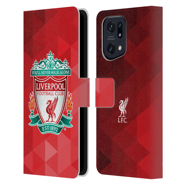 Liverpool Football Club Crest 1 Red Geometric 1 Leather Book Wallet Case Cover For OPPO Find X5 Pro