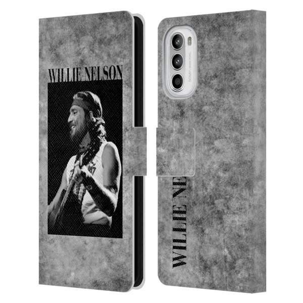 Willie Nelson Grunge Black And White Leather Book Wallet Case Cover For Motorola Moto G52